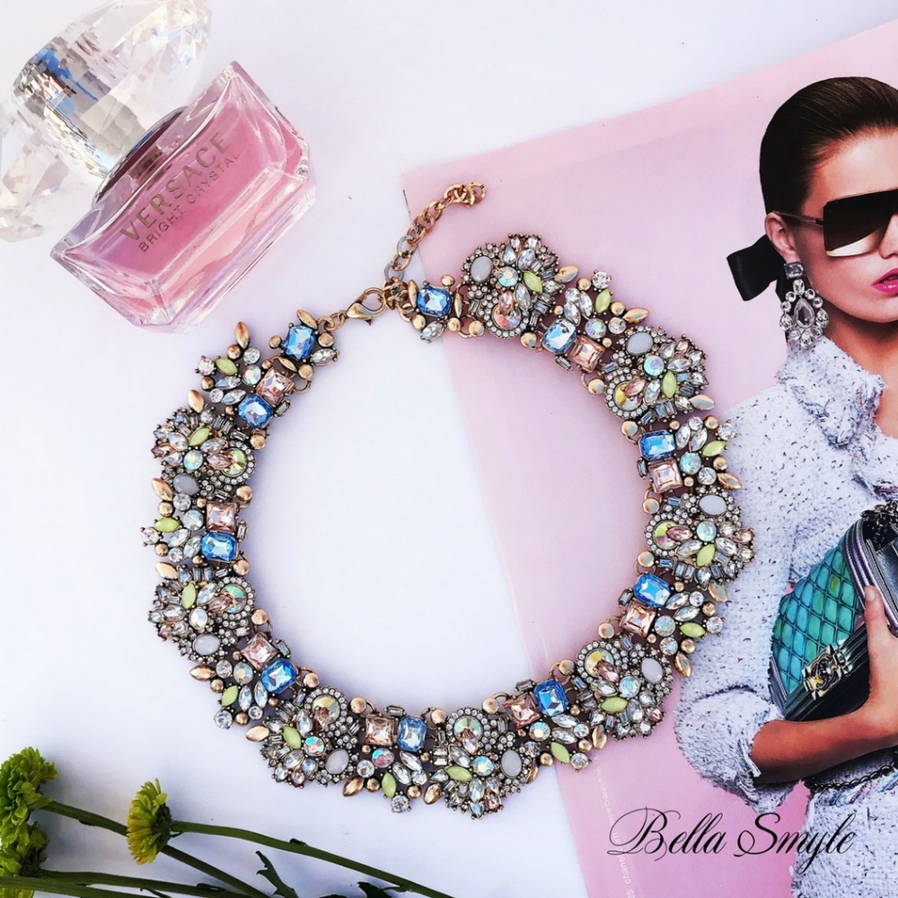 GN3 | ROYAL CHOKER PINK BLUE STATEMENT NECKLACE